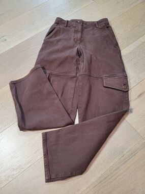 Wilfred Free Aritzia Jeans Women's sz 00 Brown Mid Rise Cargo Straight Ankle
